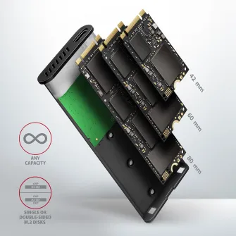 Rack extern Axagon EEM2-SBC pentru SSD M.2 la USB Type-A 3.2 gen1