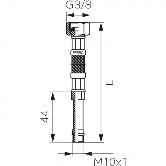 Racord flexibil Ferro, 3/8xM10x1, cu capat lung L=50cm