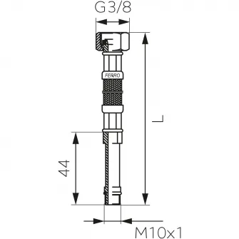 Racord flexibil Ferro, 3/8xM10x1, cu capat lung L=60cm