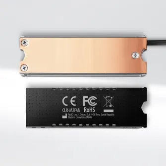 Radiator Activ Axagon CLR-M2FAN, pentru M.2 SSD, Suport SSD 80 mm, Aluminiu, Pad-uri termice silicon incluse