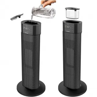 Radiator ceramic cu umidificare Heinner HCH-LH2000BK, 2000 W, Functie umidificare, Display LED, Control touch, Telecomanda, Fucntie ECO, Oprire automata, Functie Oscilare, Negru