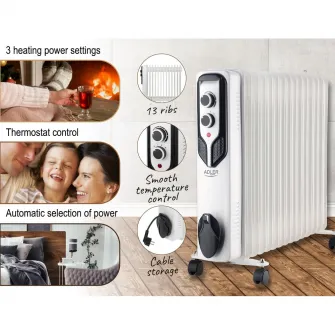 Radiator electric Adler, 2500 W, Alb