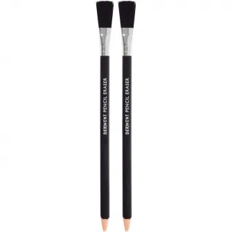 Radiera Derwent Professional, 2 buc/set, tip creion, pensula inclusa, pentru evidentierea liniilor in desenele grafit, blister