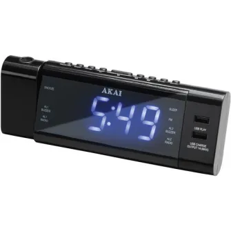 Radio ceas Akai ACR-3888, proiectie, incarcator telefon USB, negru