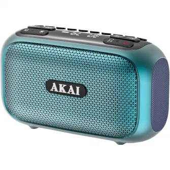 Radio portabil Akai APR-700, FM, Bluetooth, USB, MicroSD, RGB Laser LED, Verde