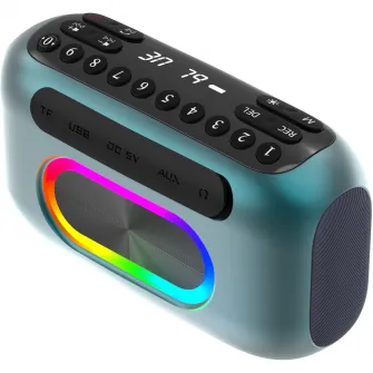 Radio portabil Akai APR-700, FM, Bluetooth, USB, MicroSD, RGB Laser LED, Verde