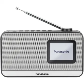 Radio portabil Panasonic RF-D15EG-K, FM, DAB+, Bluetooth, functie ceas, alarma si timer, Negru si Argintiu