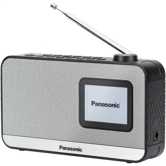 Radio portabil Panasonic RF-D15EG-K, FM, DAB+, Bluetooth, functie ceas, alarma si timer, Negru si Argintiu