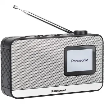 Radio portabil Panasonic RF-D15EG-K, FM, DAB+, Bluetooth, functie ceas, alarma si timer, Negru si Argintiu