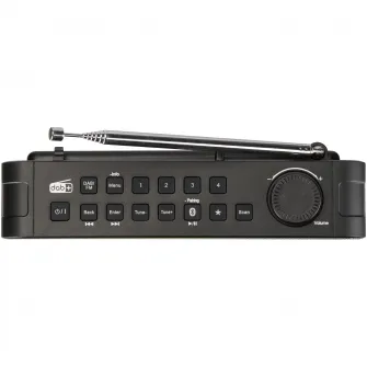 Radio portabil Panasonic RF-D15EG-K, FM, DAB+, Bluetooth, functie ceas, alarma si timer, Negru si Argintiu