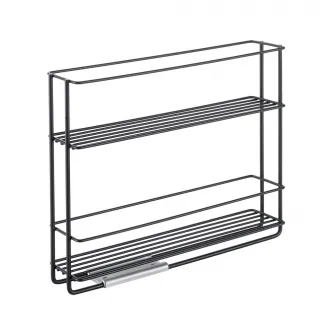 Raft glisant pentru dozatoare condimente Metaltex InOut Lava, 6x28x22cm, sistem de fixare cu banda adeziva 3M, metal tratat Touch-Therm, culoare negru mat, aspect fier forjat