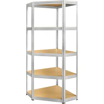 Raft metalic colt Smart Storage 180x90x90x40cm 5 polite MDF, 175kg/polita galvanizat, montaj prin clipsare