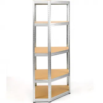 Raft metalic colt Smart Storage 180x90x90x40cm 5 polite MDF, 175kg/polita galvanizat, montaj prin clipsare