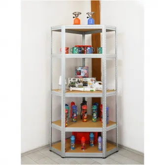Raft metalic colt Smart Storage 180x90x90x40cm 5 polite MDF, 175kg/polita galvanizat, montaj prin clipsare