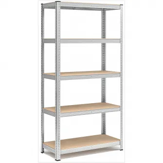 Raft metalic cu 5 polite Heinner RZRF013, 90x40x180cm, greutate maxima distribuita uniform pe polita 175kg