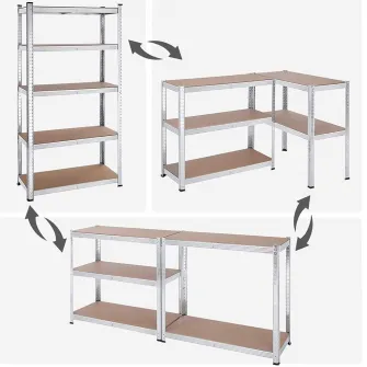 Raft metalic cu 5 polite Heinner RZRF013, 90x40x180cm, greutate maxima distribuita uniform pe polita 175kg