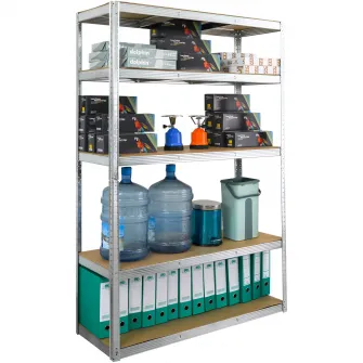 Raft metalic Smart Storage 180x100x40cm 5 polite MDF, 175 kg/polita, galvanizat, montaj prin clipsare