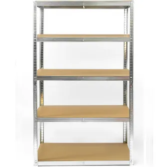 Raft metalic Smart Storage 180x100x60cm 5 polite MDF, 250kg/polita, galvanizat, montaj prin clipsare