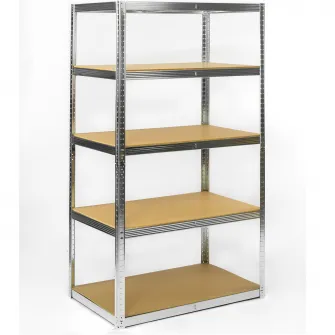 Raft metalic Smart Storage 180x100x60cm 5 polite MDF, 250kg/polita, galvanizat, montaj prin clipsare