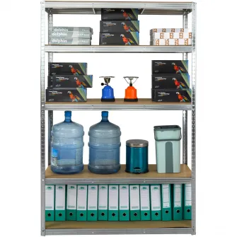 Raft metalic Smart Storage 180x120x60cm 5 polite MDF, 250kg/polita, galvanizat, montaj prin clipsare