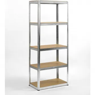 Raft metalic Smart Storage 180x60x40cm 5 polite MDF, 175 kg/polita, galvanizat, montaj prin clipsare