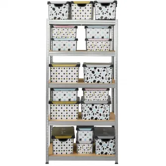 Raft Metalic SmartStorage 180x100x30cm, 5 polite MDF, 100 kg/polita, galvanizat, montaj prin clipsare