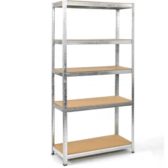 Raft Metalic SmartStorage 180x100x45cm, 5 polite MDF, 100 kg/polita, galvanizat, montaj prin clipsare