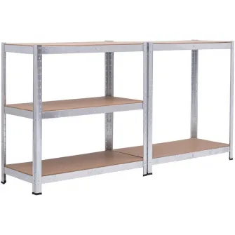 Raft Metalic SmartStorage 180x100x45cm, 5 polite MDF, 100 kg/polita, galvanizat, montaj prin clipsare