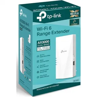 Range Extender TP-Link RE700X, AX3000, Dual-Band Gigabit, Wi-Fi 6, tehnologie OneMesh, Adaptive Path, Mod High Speed, Mod Access Point
