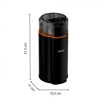 Rasnita de cafea Krups Silent Vortex GX332810, 90g, 175 W, buton Pornire/Oprire, lame din inox, negru