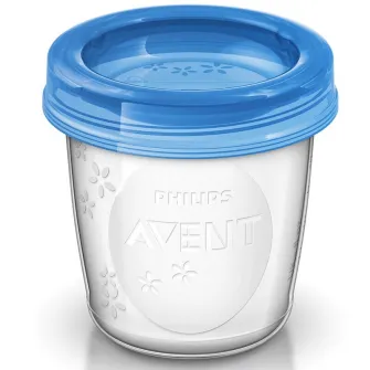 Recipient pentru depozitarea laptelui matern Philips Avent SCF619/05, 180 ml, 5 buc, de la nastere, fara BPA