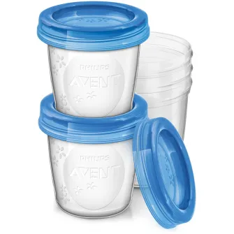 Recipient pentru depozitarea laptelui matern Philips Avent SCF619/05, 180 ml, 5 buc, de la nastere, fara BPA