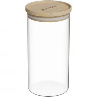 Recipient sticla Zokura, diametru 9.5cm, 1100ml, cu capac din bambus