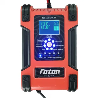 Redresor rapid Foton RI-1224-12 cu functie de reparare/desulfatare, 12-24V, 12A, Pb-acid, AGM, EFB, LiFePO4