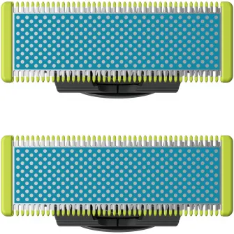 Rezerva OneBlade QP225/50, pentru piele-ultra sensibila, otel inoxidabil, umed si uscat, kit 2 lame,compatibil cu Philips OneBlade si OneBladePro, Verde