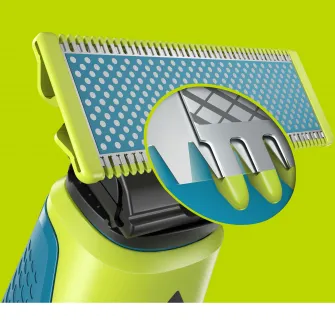 Rezerva OneBlade QP225/50, pentru piele-ultra sensibila, otel inoxidabil, umed si uscat, kit 2 lame,compatibil cu Philips OneBlade si OneBladePro, Verde