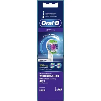 Rezerve periuta de dinti electrica Oral-B 3D White, Tehnologie CleanMaximiser, 2 buc