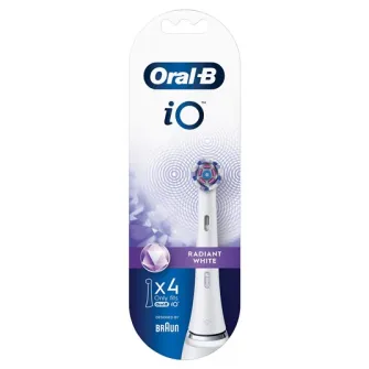 Rezerve periuta de dinti electrica Oral-B iO Radiant White, compatibile doar cu seria iO, 4 buc, Alb
