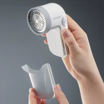 Rezervor de colectare scame detasabil Detangler Severin CS7976, lama de otel, 2 x baterii 1,5 V, alb