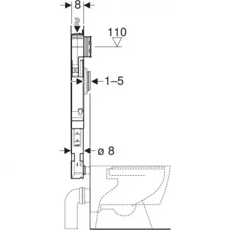 Rezervor WC incastrat Geberit Sigma 8 cm, 6 / 3 litri, 41x82 cm