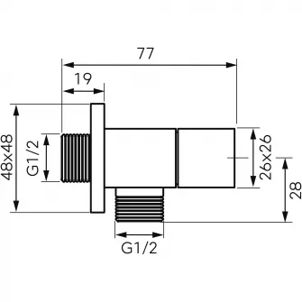 Robinet coltar Ferro Quadro Z294-BL, cu cartus ceramic, 1/2x1/2, Negru