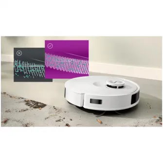 Robot de aspirare Bosch BCRC1W, aspirare&spalare, statie de incarcare, putere maxima 11000 PA, Navigare 360° LiDAR, Funcție Reduced Tangling, recipient praf 0.4 L, Home Connect, Alb