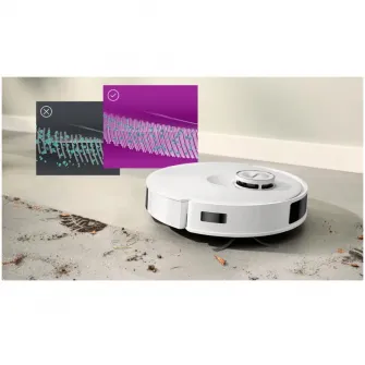 Robot de aspirare Bosch BCRC2W, aspirare&spalare, Statie de incarcare, putere maxima 11000 PA, Navigare 360° LiDAR, Funcție Reduced Tangling, recipient praf 0.4 L, Home Connect, Alb