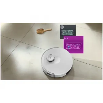Robot de aspirare Bosch BCRC2W, aspirare&spalare, Statie de incarcare, putere maxima 11000 PA, Navigare 360° LiDAR, Funcție Reduced Tangling, recipient praf 0.4 L, Home Connect, Alb