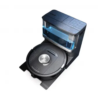 Robot de aspirare cu mop Shark PowerDetect NeverTouch 2in1 RV2800YEEU, statie NeverTouch reincarcare, alimentare cu apa si golire automata, 2l, 14.8V, autonomie max 110 min, negru