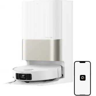 Robot de aspirare Dreame X50 Ultra Complete RLX85CE-4-WH, detectare AI a obstacolelor și navigare la 360°, comanda vocala, depasire obstacol de 6CM, aspirare 20000Pa, perie dubla anti-incurcare, Alb