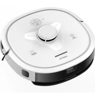 Robot de aspirare Heinner HI-Robo HRVC-M33WH, WI-FI, aspirator si mop, 14.4V/ 3350 mAh, putere aspirare 2000Pa, motor BLDC, navigatie LDS, autonomie 180 min, recipient praf: 600 ml, rezervor apa 250 ml, alb