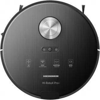 Robot de aspirare Heinner HI-RoboX+ HRVC-MAI52BK, WI-FI, aspirator si mop, 14.4V/ 5200 mAh, putere aspirare 4000Pa, motor BLDC, navigatie LDS, AI Technology, autonomie: 200 min, recipient praf:230 ml,rezervor apa: 240 ml, negru