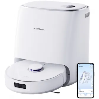 Robot de aspirare Narwal Freo X Ultra CP-ZD-A00021-00-00, aspirator&mop&statie inteligenta de incarcare, 8200Pa, senzor:Tri-laser, perie speciala anti-incurcare par, 2 mopuri triunghiulare rotative, alb