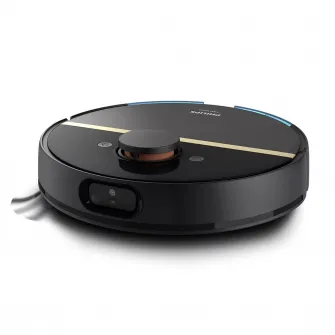 Robot de aspirare Philips Seria 7000 Aqua XU7000/01, aspirator si mop, 5000 Pa, 5200 mAh, autonomie pana la 180 de min, 6 senzori, sac de praf 3L, 5 harti, 4 niveluri: ECO, normal, ridicat, Max, filtru EPA11 lavabil, aplicatie HomeRun, negru/auriu